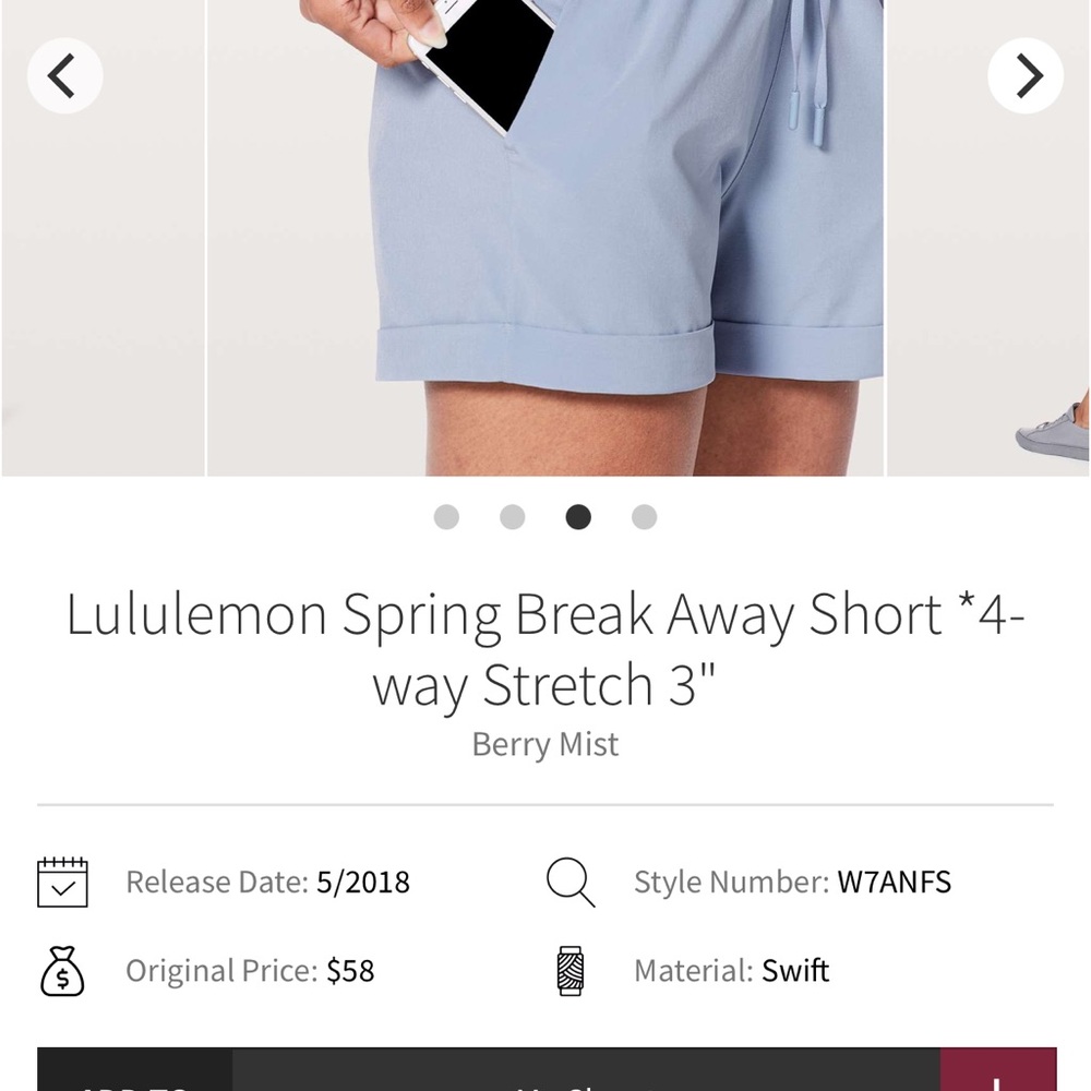 lululemon athletica Women's Berry Mist Shorts